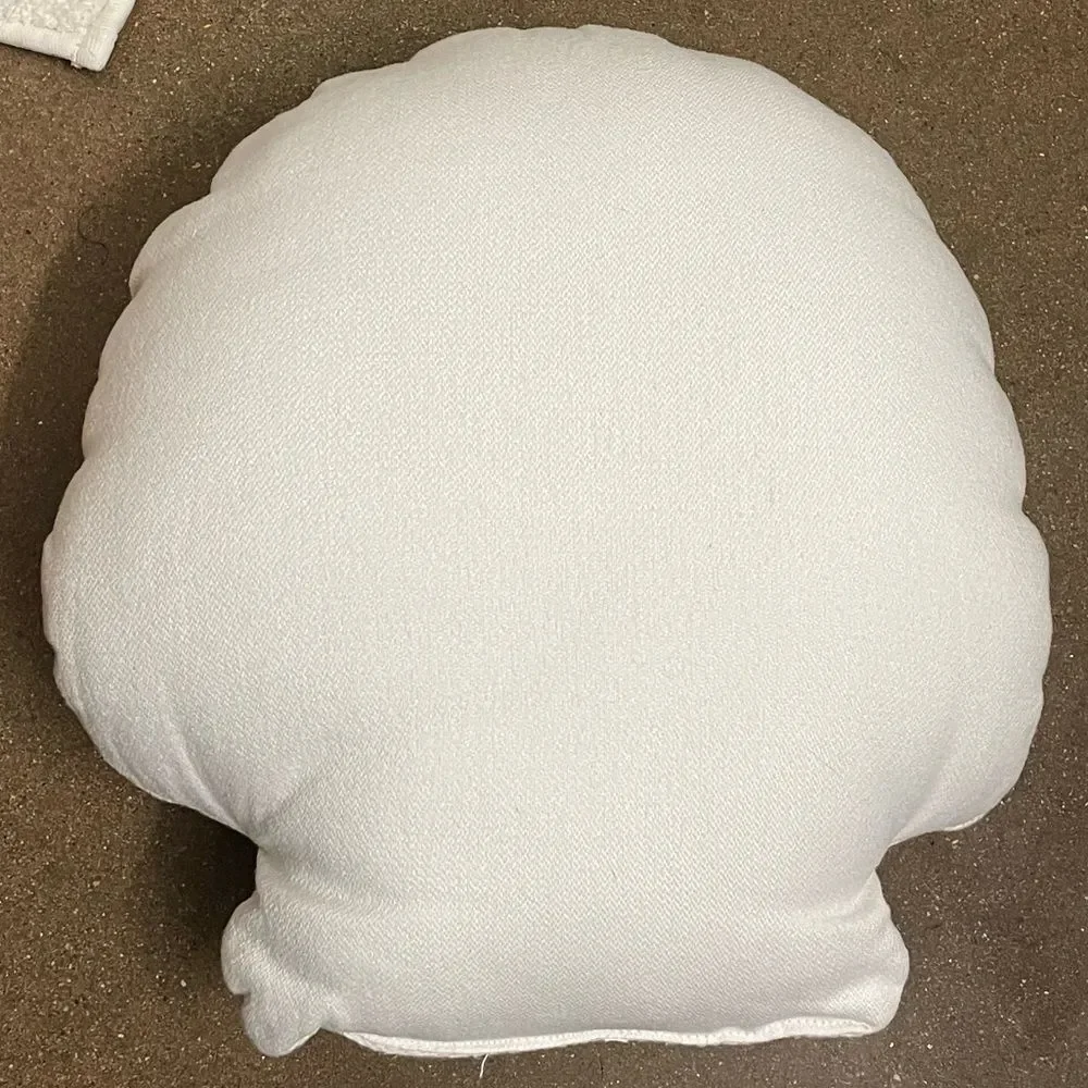 Shell-Shaped Yellow & White Small Accent Pillow Beachy Coastal Nautical Vibes
